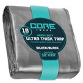 Core Tarps 20 ft L x 0.5 mm H x 12 ft W Heavy Duty 16 Mil Tarp, Silver/Black, Polyethylene CT-301-12X20